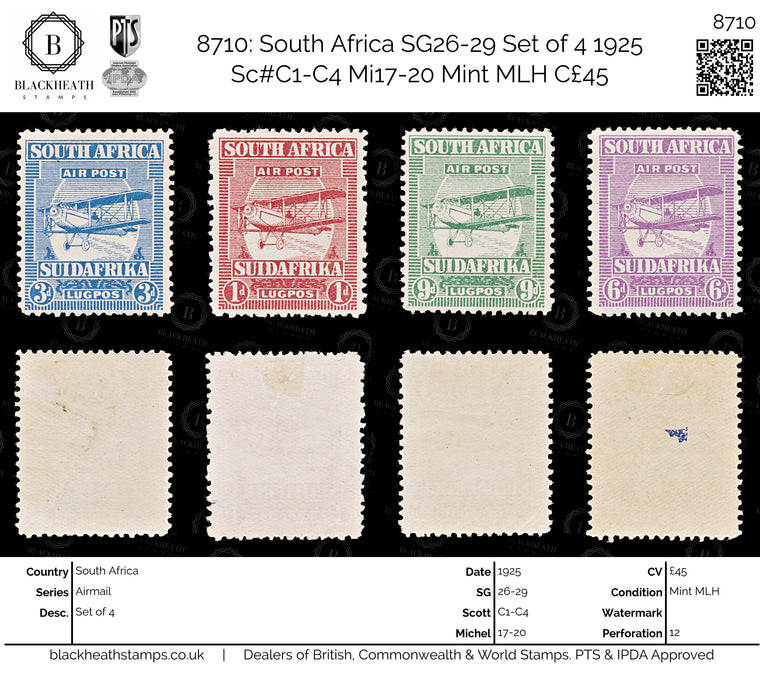 8710: South Africa SG26-29 Set of 4 1925 Sc#C1-C4 Mi17-20 Mint MLH C£45, image 1