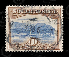 8711: South Africa SG39 (A) 10s Brown & Bright blue 1927 Sc#32b Mi42A Used C£10, view 3