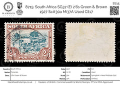 8715: South Africa SG37 (E) 2'6s Green & Brown 1927 Sc#30a Mi37A Used C£17, view 1