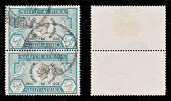 8719: South Africa SG65 2*½d Black & Blue green 1935 Sc#68 Mi95-96 Used C£16, view 2