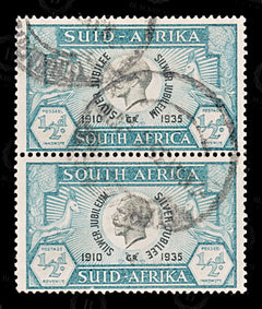 8719: South Africa SG65 2*½d Black & Blue green 1935 Sc#68 Mi95-96 Used C£16, view 3