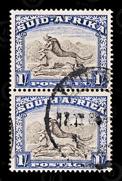 8724: South Africa SG120a 2*1s Ultramarine & Blackish brown 1952 Used C£24, view 3
