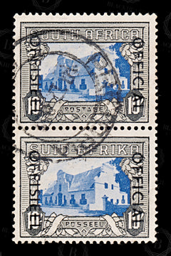 8725: South Africa SGO51 2*10s Blue & Charcoal 1950 MiD98-D99 Used C£250, view 3