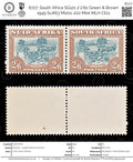 8727: South Africa SG121 2*2'6s Green & Brown 1949 Sc#63 Mi201-202 Mint MLH C£11