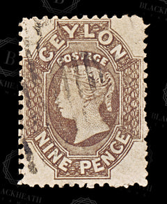 8734: Ceylon SG69 9d Light brown 1863 Sc#55b Mi38IIb Used C£38, view 3