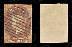 8735: Ceylon SG5 5d Brown 1857 Sc#6 Mi5y Used C£150, view 2