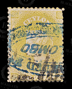 8736: Ceylon SG64d 2d Orange yellow 1863 Sc#49d Mi32IIa Used C£9, view 3