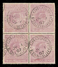 8744: GB SG261 2s6d Lilac. Block of 4 1905 Sc#139d Mi115Ixa Used C£720, view 3