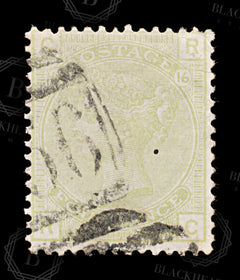 8745: GB SG153PL16 4d Sage green 1877 Sc#70PL16 Mi48PL16 Used C£300, view 3