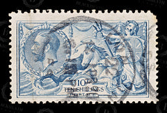 8758: GB SG417 10s Dull blue & Steel blue 1919 Sc#181 Mi143IIIa Used C£175, view 3