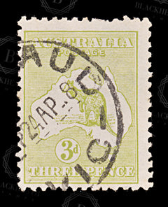8764: Australia SG37d 3d Yellow olive 1915 Sc#47a Mi43XII Used C£55, view 3