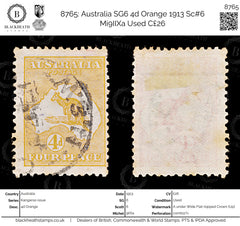 8765: Australia SG6 4d Orange 1913 Sc#6 Mi9IIXa Used C£26, view 1