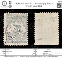 8768: Australia SG24 2d Grey 1915 Sc#38 Mi21IX Used C£12, view 1