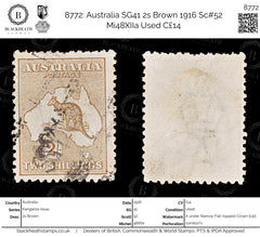 8772: Australia SG41 2s Brown 1916 Sc#52 Mi48XIIa Used C£14, view 1