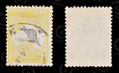 8773: Australia SG42 5s Grey & Yellow 1918 Sc#54 Mi49XII Used C£110, view 2