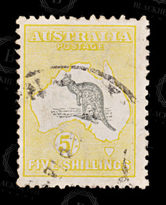 8773: Australia SG42 5s Grey & Yellow 1918 Sc#54 Mi49XII Used C£110, view 3