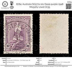 8784: Australia SG177a 10s Deep purple 1948 Mi151Dy Used C£35, view 1
