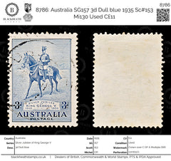 8786: Australia SG157 3d Dull blue 1935 Sc#153 Mi130 Used C£11, view 1