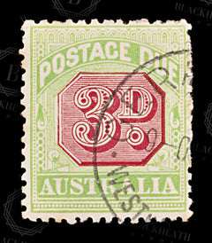 8790: Australia SGD66 3d Green & Pink 1909 Sc#J42 MiP34Ax Used C£20, view 3