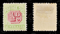 8791: Australia SGD63 ½d Green & Pink 1909 Sc#J39 MiP31Ax Used C£32, view 2