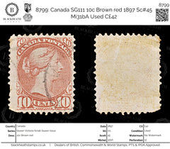 8799: Canada SG111 10c Brown red 1897 Sc#45 Mi31bA Used C£42, view 1