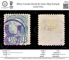 8803: Canada SG119 8c Slate 1893 Sc#44b Used C£11, view 1