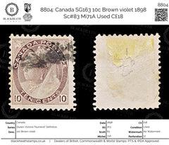 8804: Canada SG163 10c Brown violet 1898 Sc#83 Mi71A Used C£18, view 1
