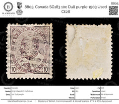 8805: Canada SG183 10c Dull purple 1903 Used C£28, view 1