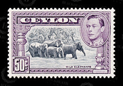 8817: Ceylon SG394b 50c Black & Dark violet 1938 Sc#286d Mi239D Mint MLH C£28, view 3