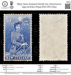 8825: New Zealand SG736 10s Ultramarine 1954 Sc#301 Mi345 Mint MH C£50, view 1