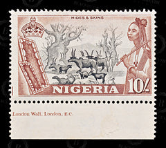 8828: Nigeria SG79 10s Black & Red Brown 1953 Sc#90 Mi82 Mint MVLH C£28, view 3