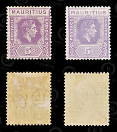 8842: Mauritius SG255 5c Pale Lilac & Deep Lilac 1938 Mint MLH C£18, view 2