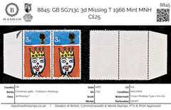8845: GB SG713c 3d Missing T 1966 Mint MNH C£25, view 1