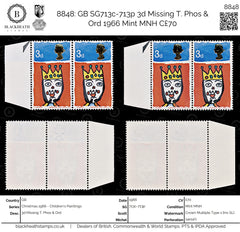 8848: GB SG713c-713p 3d Missing T. Phos & Ord 1966 Mint MNH C£70, view 1
