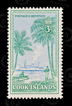 8849: Cook Islands SG159 3s Blue & Blue Green 1949 Sc#140 Mi87 Mint MNH C£28, view 3