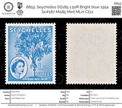 8855: Seychelles SG185 1.50R Bright blue 1954 Sc#187 Mi185 Mint MLH C£11, view 1