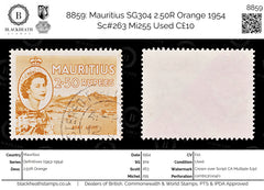 8859: Mauritius SG304 2.50R Orange 1954 Sc#263 Mi255 Used C£10, view 1
