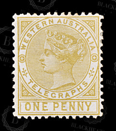 8867: Western Australia SGT1 1d Bistre 1879 Sc#AR1 MiT1A Mint MH C£110, view 3