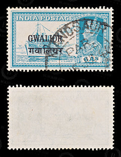 8868: Gwalior SG111 6A Turquoise green 1939 Sc#96 Mi95 Used C£16, view 2