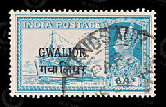 8868: Gwalior SG111 6A Turquoise green 1939 Sc#96 Mi95 Used C£16, view 3