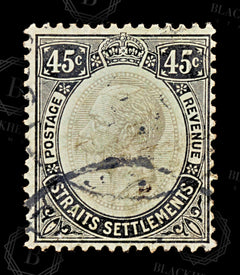 8870: Straits Settlements SG208a 45c Black 1918 Sc#163 Mi147xa Used C£35, view 3