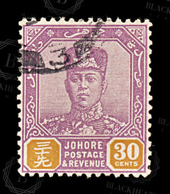 8872: Johore SG117 30c Orange & Lilac 1936 Sc#114 Mi99 Used C£19, view 3