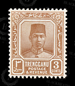 8877: Trengganu SG29 3c Brown 1938 Sc#23 Mi26 Mint MH C£48, view 3