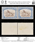 8882: South Africa SG62 2x 1s Brown & Blue 1939 Sc#62 Mi89-90 Mint MVLH C£55