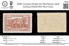 8886: Canada SG365 20c Red Brown 1938 Sc#243 Mi206 Mint MLH C£20, view 1