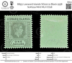 8893: Leeward Islands SG110 1s Black 1938 Sc#111a Mint MLH C£18, view 1