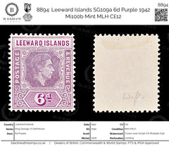8894: Leeward Islands SG109a 6d Purple 1942 Mi100b Mint MLH C£12, view 1