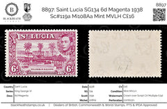 8897: Saint Lucia SG134 6d Magenta 1938 Sc#119a Mi108Aa Mint MVLH C£16, view 1