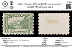 8901: Canada SG303 $1 Olive green 1930 Sc#177 Mi155 Used C£40, view 1