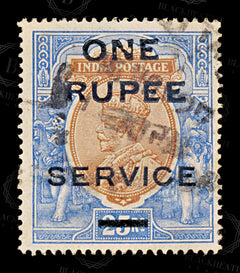 8908: India SGO103 1R Blue & Orange 1925 Sc#O71 MiD70 Used C£12, view 3